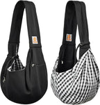 Tomkas Small Dog Sling Carrier - Zipper Pocket & Classic Strap - for 3-10 lbs Pets(Black)