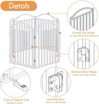 UDD Metal Folding Dog Gate Indoor 144" Extra Wide, 32" Tall Foldable Pet Gate with Door for Stairs Doorways Hallways Porch, Freestanding No Drilling Pet Fence for Dogs Puppy, White 6-Panel