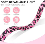 SCENEREAL Adjustable Cat Harness and Leash Set with AirTag Holder, Escape-Proof Design for Small to Large Cats, Lightweight Soft Travel Harness, Pink Leopard