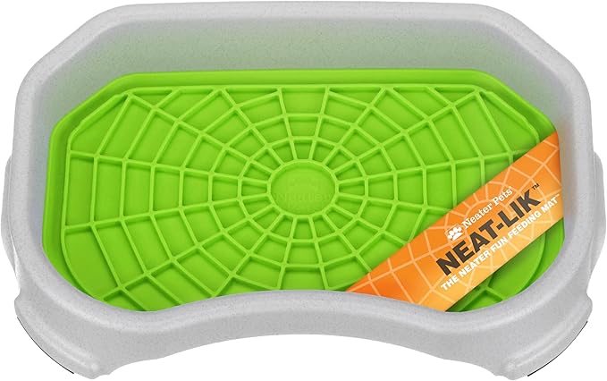 Neater Pets - Neat-LIK Pad with Mess-Proof Tray Keeps Floors Clean - Slow Feeding Pad for Dogs & Cats - Relieves Anxiety & Cures Boredom - Fill Licking Pad with Treats & Food (Green & Vanilla Bean)