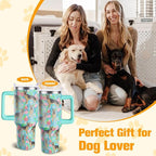 German Shepherd Gifts for Women Dog Lovers 40 oz Floral German Shepherd Tumblers with Handle and Straw, Stainless Steel Vacuum Insulated Travel Coffee Mug Cup Water Bottle