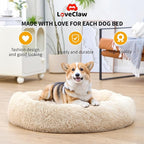 Donut Dog Bed, Dog Beds, Cat Bed, Washable Round Bed for Small Dogs, Indoor (Light Grey, 24", S)