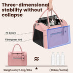 Pecute Stylish Cat Carrier Up to 13lbs, Soft Sided Small Dog Travel Carriers, Collapsible Pet Carrier for Small Cats and Dogs with Locking Safety Zippers, Puppy Carrier Airline Approved -Pink