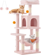Feandrea Cat Tree, 44.1-Inch Cat Tower for Indoor Cats, Multi-Level Cat Condo with 4 Scratching Posts, 2 Perches, Hammock, Cave, Jelly Pink UPCT261P01