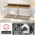 Dog Crate Furniture for 2 Dogs, 72" Extra Large Double Dog Cage Large Breed, XXL Thick Wooden Dog Crate with Storage Rack, Sturdy Dog Kennel with Removable Divider (Nature Wood & White)