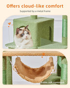 Taoqimiao Cat Tree, 71-Inch Cat Tree Cat Tower for Indoor Cats, Plush Multi-Level Cat Condo with 10 Scratching Posts, 2 Perches,Basket, 2 Caves,Hammock, 2 Pompoms,MS020T Cactus