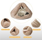 VeMee Cat Bed Cave Soft, Cat Cave Bed Warm, Covered Cat Bed Easy to Clean, Small Cat Bed, Cute Cat Bed Washable, Enclosed Cat Bed Fluffy for Small Cats, Dogs & Rabbits, Calming Cat Bed Plush