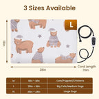 Bearhug Heated Cat Bed, Dog Heating Pad 28"×18"[Two Replaceable Cover] Adjustable Temperature Pet Heating Pad with Steel-Wrapped Cord, Waterproof and Chew-Resistant for Cats Puppies Medium Animals