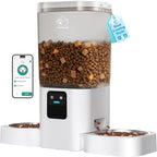 Automatic Cat Feeders 2 Cat with Slow Feed: Dual Automatic Dog Feeder with 5G WiFi, cat Food Dispenser with Alexa for Multiple Pets, Detachable for Easy Clean - 29 Cup（7L Large Capacity）
