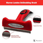 Warren London Deshedding Brush for Large Dogs, Long Hair | 4″ Stainless ¼″ Blade | Rapid Undercoat Removal for Goldens, Huskies & Collies | Pro Grooming Handle