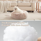 23 inches Donut Dog Bed for Small Dogs - Calming Washable Round Puppy Bed with Removable Cover, Fluffy Plush Pet Bed for Cats & Dogs, Fits up to 25 lbs Pets (Brown,Small)