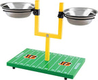 NFL Cincinnati Bengals Goalpost Football Field Dog Feeder – Adjustable Elevated Dog Bowls with Stand, 2 Stainless Steel Bowls, Non-Slip Rubber Feet, Raised Pet Feeder for Large & Small Dogs, Cats.