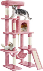 Yaheetech Cat Tree Cat Tower, 63in Multi-Level Kitten Tree w/Sisal-Covered Scratching Posts & Condo, Pet Furniture Activity Center for Kitty, Pink
