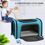 Large Cat Carriers Dog Carrier Pet Carrier for Large Cats Dogs Puppies up to 25Lbs, Big Dog Carrier Soft Sided, Collapsible Travel Puppy Carrier - Large - Blue