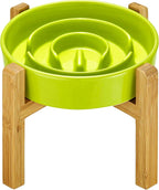 Ceramic Slow Feeder Dog Bowls Elevated, 2.0 Cups Slow Feeder for Medium and Large Dogs, Puzzle Maze Bowl to Slow Down Eating, 30oz, 8in, Green