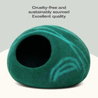 MEOWFIA Cat Cave – Premium Felt Cat Bed for Indoor Cats, Handmade 100% Merino Wool (Dark Shades) (Large, Emerald)