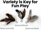 Feather Toys Replacements (3 Pc) - Cat Toys & Kitten Toys for Indoor Kittens, Set of Replacement Feather Attachments Extra Small and Durable, for Cat Wands, Natural and Safe
