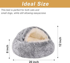 Dog Beds for Small Dogs, Cat Bed Cave, Washable Cute Cat Bed, Cozy Nook Pet Bed for Dogs or Cats, Anti-Slip Puppy Bed Fits up to 12 lbs Pets(Grey, 20" x 20")