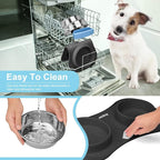 Slow Feeder Dog Bowls 3 in 1 Stainless Steel Dog Food and Water Bowls with Non-Spill Non-Skid Silicone Mat to Slow Down Eating for Large Medium Small Breed Size Dogs and Cats (Grey Blue)
