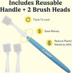 Jasper Macrobrush 360º, Dog Toothbrush for Medium to Large Dogs, Soft-Bristled Dog Tooth Brushing Kit - Premium Non-Slip Handle with 2 Replaceable Tooth Brush Heads, Use with Pet Toothpaste