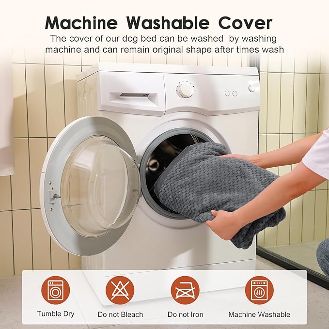 Orthopedic Dog Bed Medium Size Dog, 3 Inch Memory Foam Pet Bed for Small and Medium Dogs, Washable Removable Cover, Nonskid Bottom, Waterproof, 30x20 Inches S Dark Grey