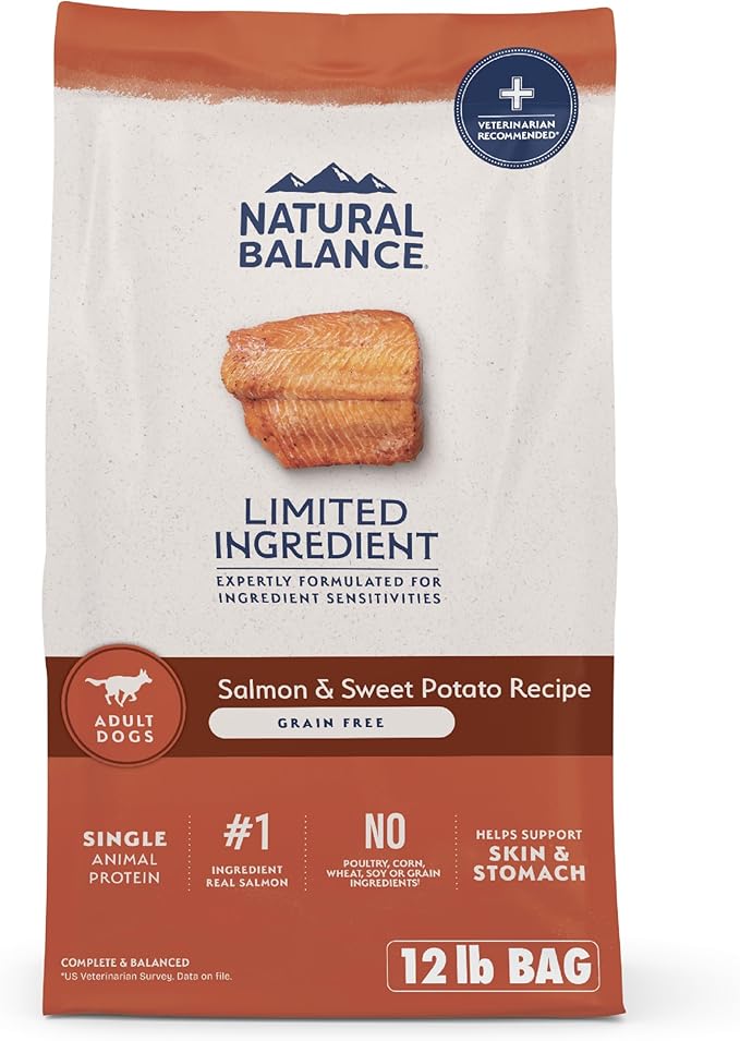 Natural Balance Limited Ingredient Adult Grain-Free Dry Dog Food, Salmon & Sweet Potato Recipe, 12 Pound (Pack of 1)