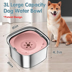UPSKY 3L Dog Water Bowl 101oz Stainless Steel No Spill Large Capacity Dog Food Water Bowl Slow Water Feeder, Spill Proof Pet Water Dispenser Vehicle Carried Travel Water Bowls