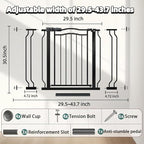 29.53"-43.30" Mornyray Auto-Close Baby Gate Extra Wide, Pressure Mounted Dog & Pet Gate for Stairs Doorways, No Drill Safety Barrier with Lace Design, Metal Child Proof Gate Indoor Outdoor, Black