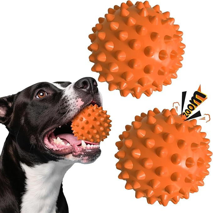 Apasiri Dog Balls for Aggressive Chewers, Dog Toys for Aggressive Chewers, Squeaky Balls for Dogs, Floatable Dog Toys for Aggressive Chewer Large Breed Peanut Butter 2 Pack