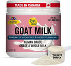 Pets Gone Wild Goat Milk Powder, Non-GMO, Picky Eater Friendly, Liquid Gold High Protein Supplement for Gut Health, Immunity & Hydration Ideal as Milk or Food Topper, Made in Canada