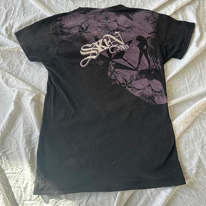 Gothic Tees for Women Y2K Grunge Graphic Short Sleeve Crew Neck T-Shirts 90s Vintage Aesthetic Emo Clothes