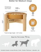 Ceramic Maze Dog Slow Feeder with Non-Slip Silicone Rim (& Bamboo Stand) – Heavy-Duty Stoneware Bowl with Puzzle Pattern for Bloating & Obesity Prevention (Raised-Orange-M)