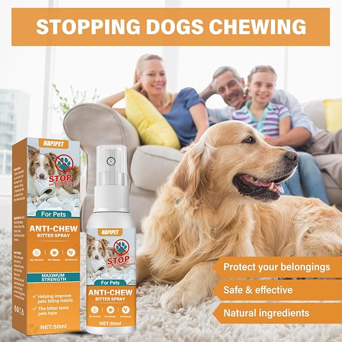 No Chew Spray for Dogs & Cats, Bitter Apple Spray for Dogs to Stop Chewing & Licking, Effective Dog Deterrent to Protect Furniture and Prevent Wound Licking, Non-Toxic, Alcohol-Free