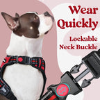 rabbitgoo Dog Harness for Large, No Pull Pet Harness with 3 Buckles, Adjustable Soft Padded Vest with Control Handle, Walking Reflective Pet Vest for Large Dogs, Red, L
