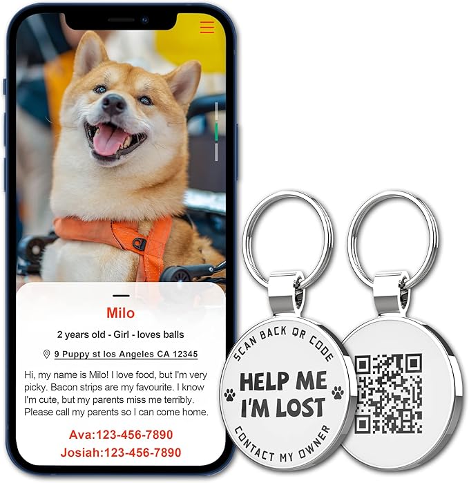 MYLUCKYTAG QR Code Dog Tags - Scan for Instant Pet Location Alert Email