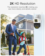 VSTARCAM 3MP+3MP Outdoor Security Camera, 2K Dual Camera, 360° Pan & Tilt, Custom Alarm Sound, Full Color Night Vision, 2-Way Audio, 2.4GHz WiFi, PIR Motion Sensor,Real Time Notifications