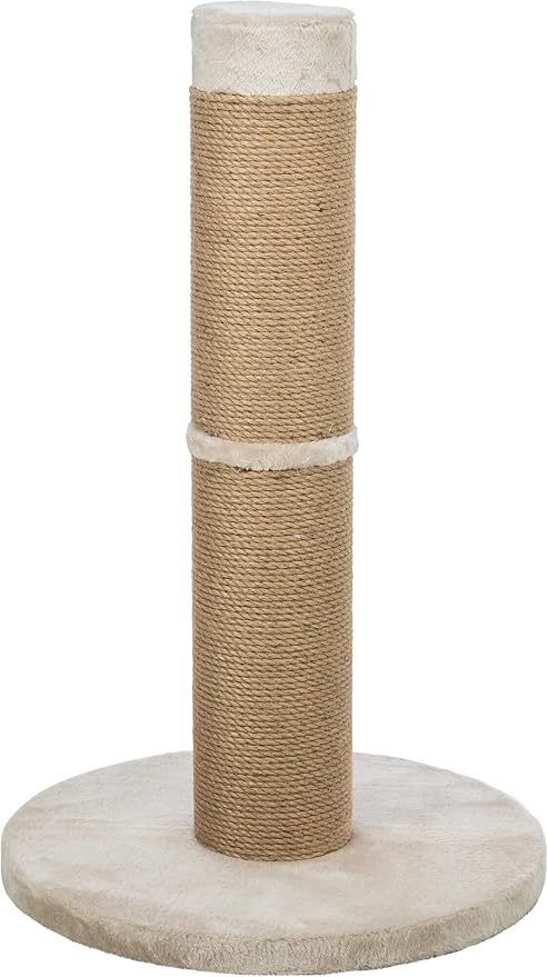 TRIXIE Rue Cat Scratching Post 31.5 Inch - Cat Scratcher with Soft Fabric Covering Base and Durable Sisal Rope - for Large Cats - in Beige