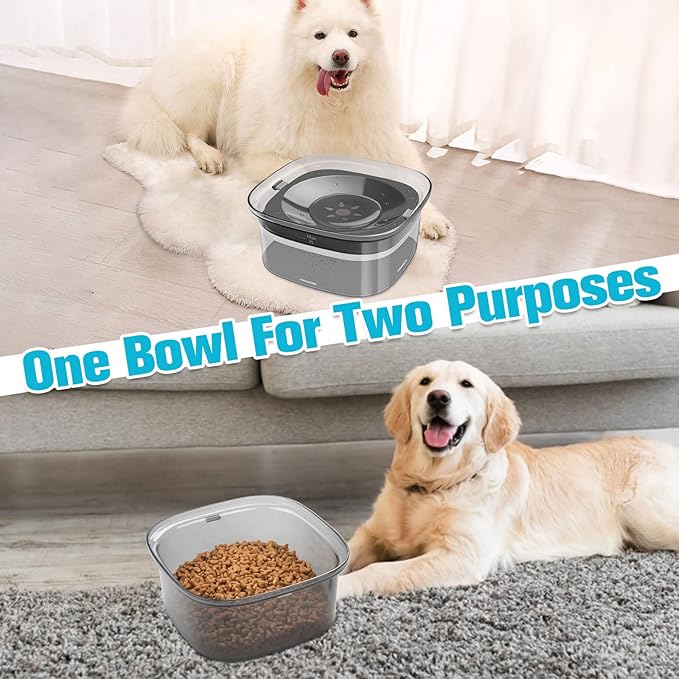 UPSKY 70oz Dog Water Bowl 2L No Spill Dog Bowl Large Capacity Spill Proof Slow Water Feeder, No Splash Dog Bowl Pet Water Dispenser Vehicle Carried Travel Slow Drinking Bowl for Messy Drinkers, Cats