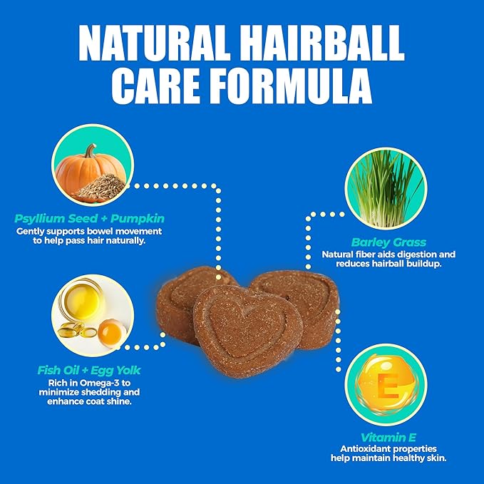 Just Try 300 Bites Cat Grass,Hairball Relief & Digestive Support Cat Treats - with Pumpkin, & Omega-3 Fish Oil, Chicken Flavor, Hairball Treatment for Cats