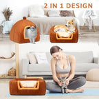 Cat Bed Cave for Indoor Cats,Cat House Tent Bed with Removable Washable Cushioned Pillow, 2-in-1 Kitten Beds for Indoor Kittens,Pet Bed