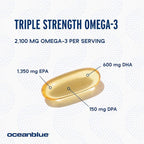 Oceanblue Professional Omega-3 2100-60 Count - High-Potency Triple Strength Burpless Fish Oil Supplement with EPA, DHA & DPA - Orange Flavor, 30 Servings