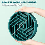 WHIPPY Slow Feeder Dog Bowl, Puzzle Maze Design to Slow Down Eating, 3-Cup Capacity, Anti-Gulping Food Bowl for Medium & Large Dogs,Green