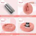 rabbitgoo Calming Dog Bed for Small Medium Dog, 27 inches Pet Bed Machine Washable, Non-Slip Round Fluffy Plush Faux Fur Dog Bed, Soft Donut Cuddler Cushion for Small Dog, Pink
