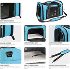 Large Cat Carriers Dog Carrier Pet Carrier for Large Cats Dogs Puppies up to 25Lbs, Big Dog Carrier Soft Sided, Collapsible Travel Puppy Carrier - Large - Blue