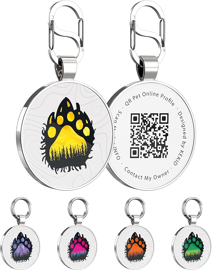 Personalized Dog Tags - Custom QR Code Pet ID Tags, Smart Dog Name Tag, Free Online Scan for Instant Pet Location Alert Email