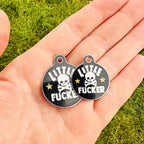 Personalized QR Code Dog Tags - Choose from 25+ Tag Designs - QR Code Links to Your Profile - Unique, Cute, Funny, Sassy Pet ID Tag (Little F*cker, Large (1.25 inch))