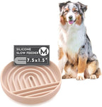 The Slowdown Bowl Silicone Slow Feeder for Dogs & Puppies, Slow Eating, Modern Lick Mat Design, Reduces Gulping, Fits 2 Cups 7.5” Across x 1.5” Tall, Mealtime Challenge, Medium-Tan