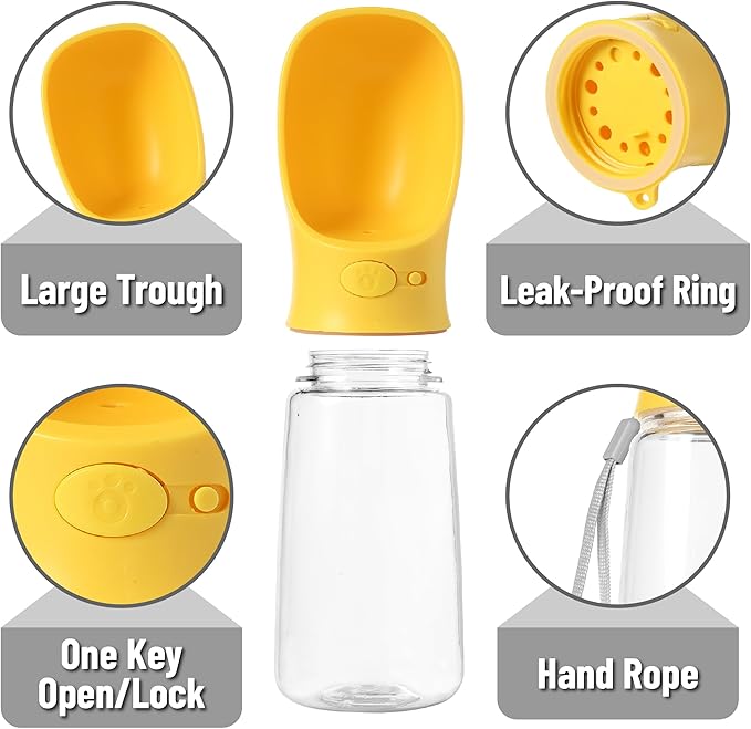 Mr. Pen Portable Dog Water Bottle - 19oz, Large, Yellow, Travel Dog Water Bottle Dispenser, Not Dishwasher Safe