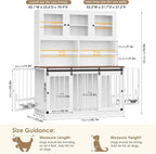 TTVIEW 71"H x 55"L Large Dog Crate Furniture with Hutch Shelf and Glass Door, Indoor Dog Kennel with Divider and Feeding Bowls for Large Dogs 2 Pets, Heavy Duty Dog Cage Pet House with 4 Doors, White