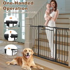30" Tall Narrow Baby Gate for Doorways No Drill 29.5-33.8" Wide, Auto Close Press Mounted Baby Gate Indoor for Kids, Walk Through Pet Gates for Stairs, Black